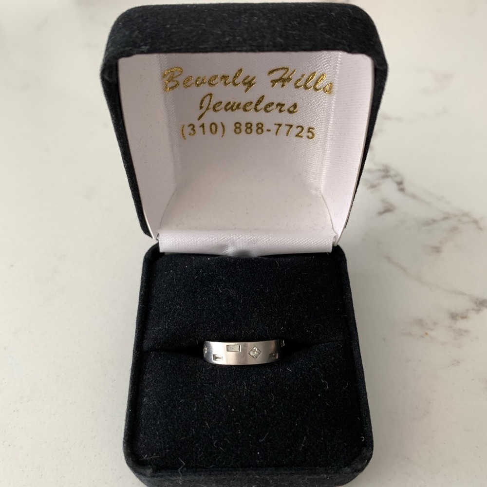 Silver Ring with Small Diamonds - very small, 5.5 size